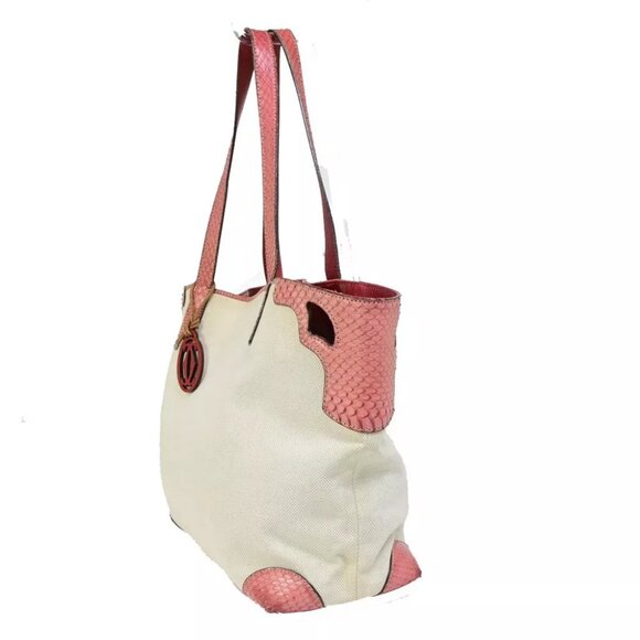 authenticity guaranteed CARTIER Logo Marcello Shoulder Tote Bag Canvas - Picture 4 of 16